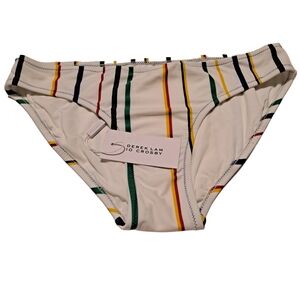 Derek Lam 10 Crosby Womens White Striped Lined Swim Bikini Bottoms - Siz…